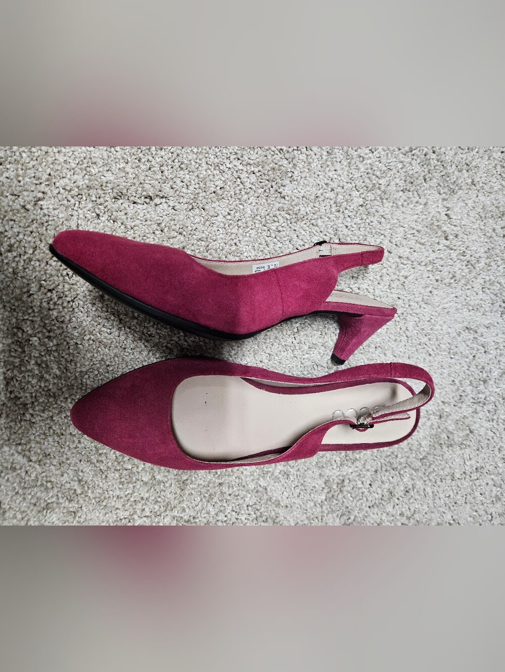 Ecco Burgundy Pointed Slingback Kitten Heels - Picture 2 of 3